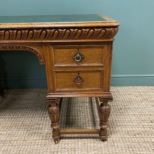 fig 2. Victorian Golden Oak Antique Pedestal Desk