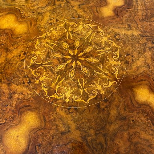 fig 2. Large Figured Walnut Circular Antique Dining Table