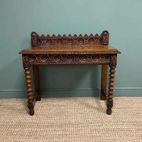 Stunning Carved Oak Victorian Antique Hall Table
