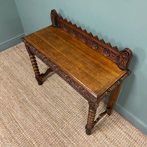 fig 1. Stunning Carved Oak Victorian Antique Hall Table
