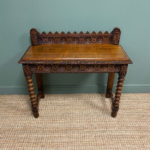 fig 2. Stunning Carved Oak Victorian Antique Hall Table