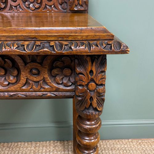 fig 3. Stunning Carved Oak Victorian Antique Hall Table