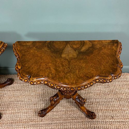 fig 1. Stunning Pair of Victorian Walnut Antique Card Tables