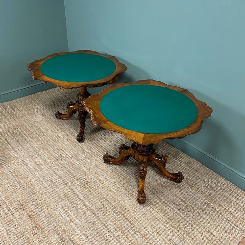 fig 2. Stunning Pair of Victorian Walnut Antique Card Tables