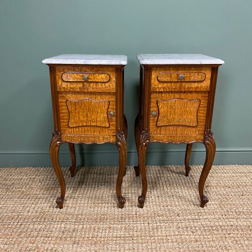 Pair of Hungarian Ash Antique Bedside Cabinets
