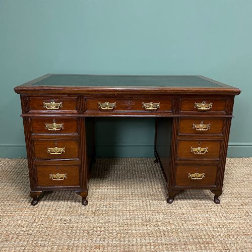 Mahogany Antique Pedestal Desk by Maple & Co