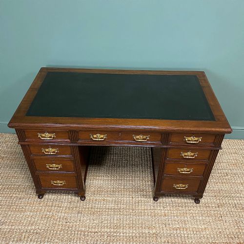 fig 1. Mahogany Antique Pedestal Desk by Maple & Co