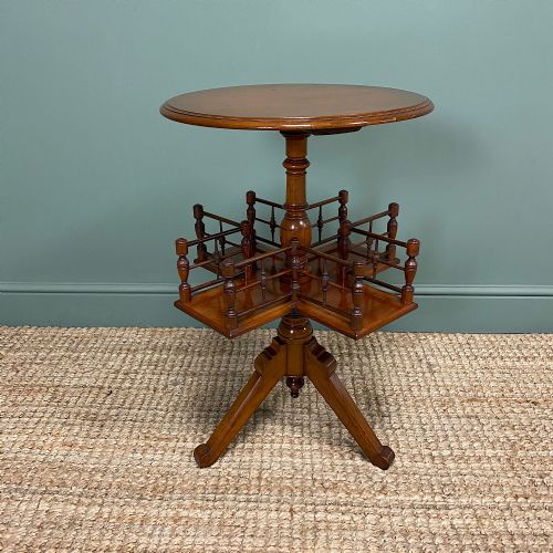 Antique Walnut Revolving Victorian Bookstand Table