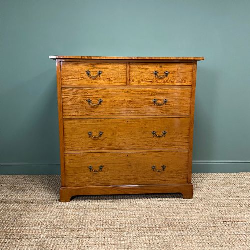 Striking Victorian Satinwood Antique Chest of Drawers
