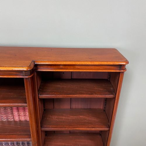 fig 1. Spectacular Victorian Figured Mahogany Antique Breakfront Open Bookcase