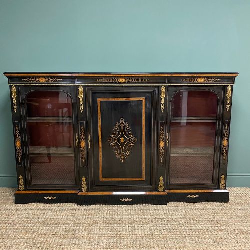 Stunning Ebonized Victorian Break-fronted Antique Credenza