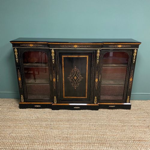 fig 2. Stunning Ebonized Victorian Break-Fronted Antique Credenza