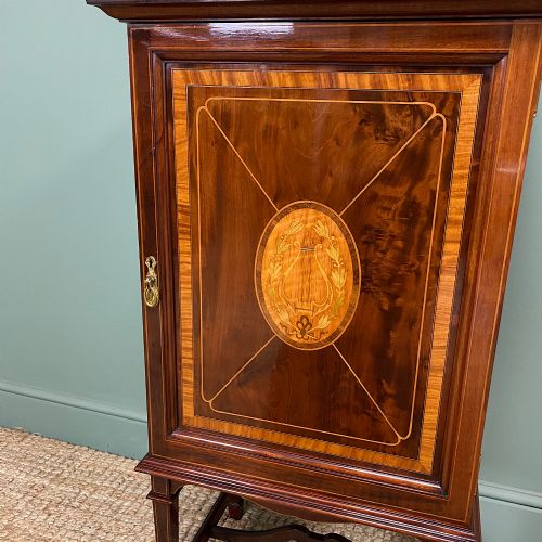 fig 3. Stunning Victorian Mahogany Inlaid Antique Music Cabinet