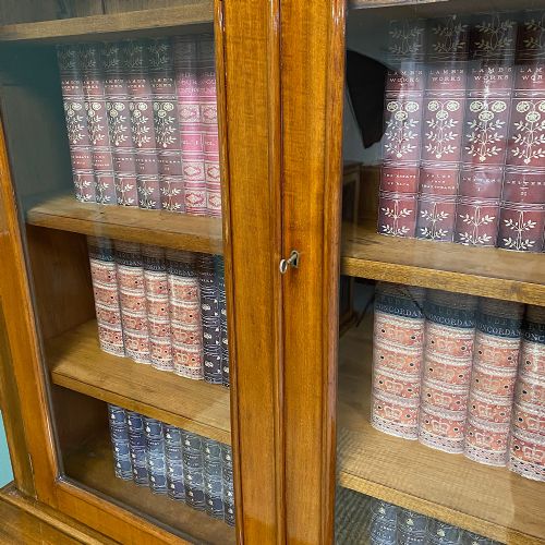 fig 1. Quality Victorian Mahogany Glazed Antique Bookcase on Cupboard.