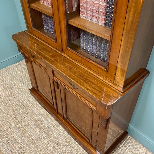 fig 3. Quality Victorian Mahogany Glazed Antique Bookcase on Cupboard.