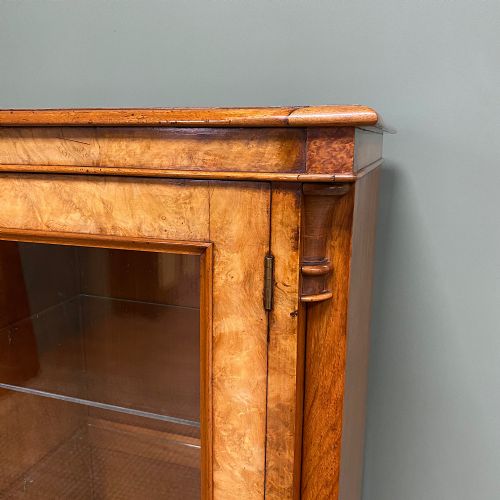 fig 1. Victorian Figured Walnut Antique Display Cabinet
