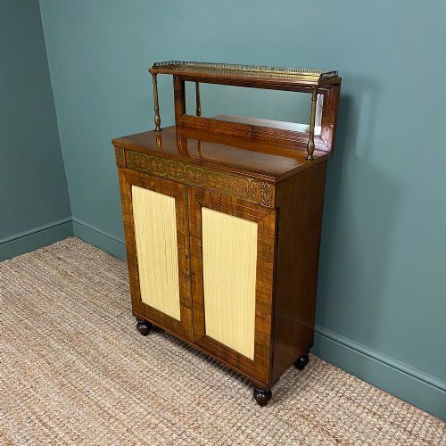 fig 1. Spectacular Warm Rosewood Antique Cabinet with Brass Inlay