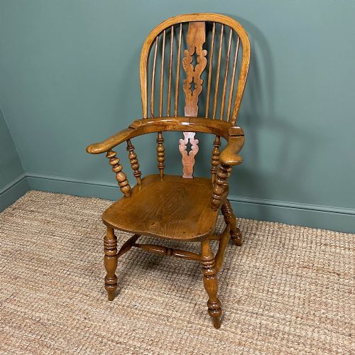 QUALITY ELM ASH BROAD ARM ANTIQUE WINDSOR CHAIR - ADDITIONAL PHOTO 3