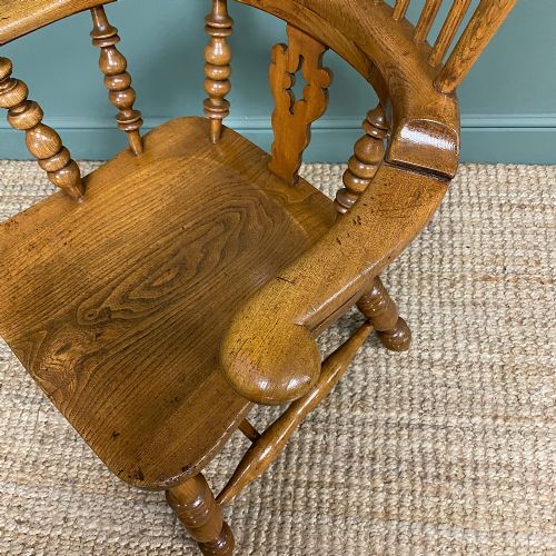 QUALITY ELM ASH BROAD ARM ANTIQUE WINDSOR CHAIR - ADDITIONAL PHOTO 5