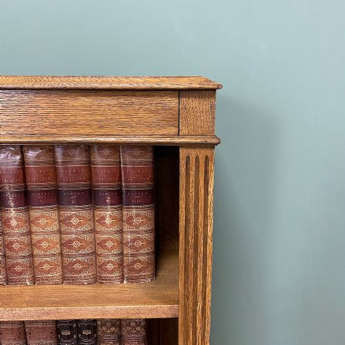 fig 2. Quality Edwardian Oak Antique Open Bookcase