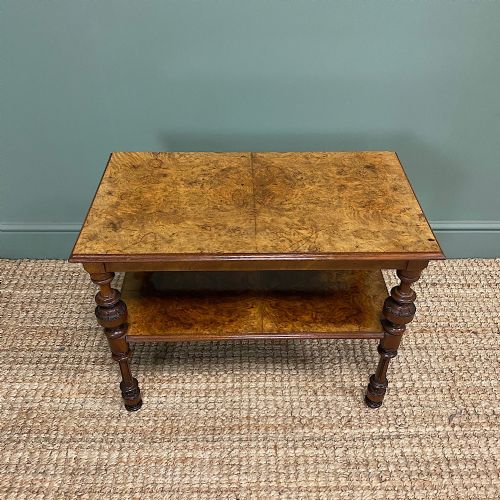 Small Figured Walnut Victorian Antique Coffee Table