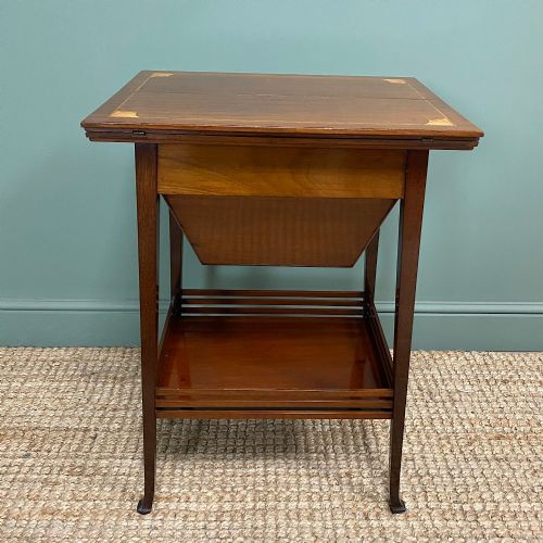EDWARDIAN MAHOGANY ANTIQUE WORK TABLE - ADDITIONAL PHOTO 2