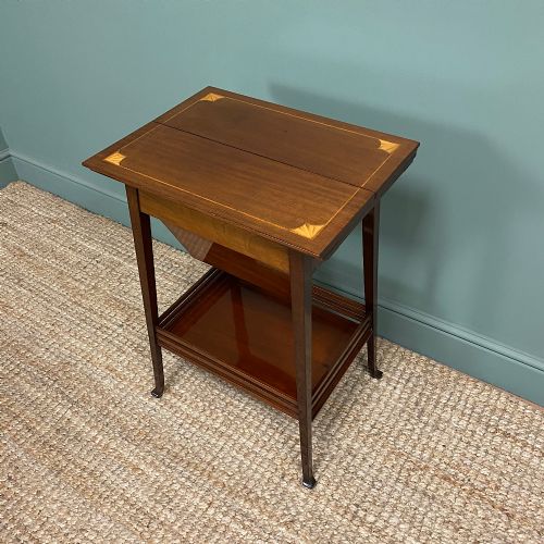 EDWARDIAN MAHOGANY ANTIQUE WORK TABLE - ADDITIONAL PHOTO 6
