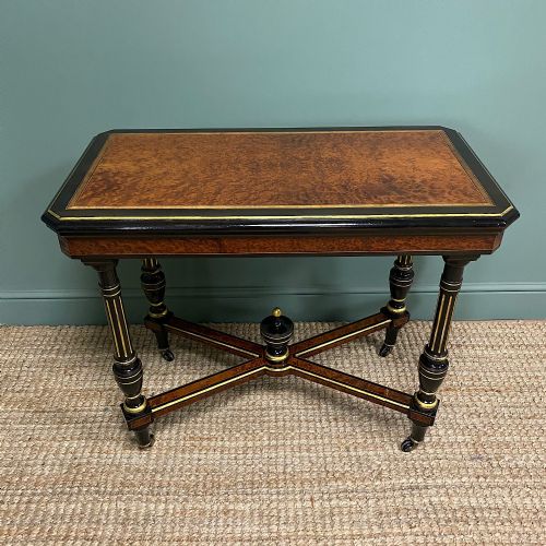 Spectacular Amboyna Antique Card Table