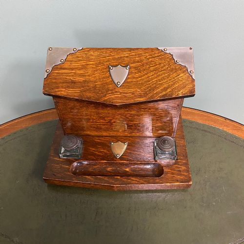 QUALITY VICTORIAN OAK ANTIQUE STATIONARY BOX - ADDITIONAL PHOTO 2