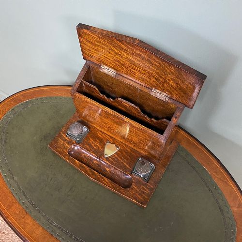 QUALITY VICTORIAN OAK ANTIQUE STATIONARY BOX - ADDITIONAL PHOTO 4