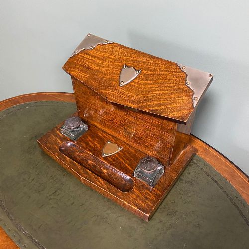 QUALITY VICTORIAN OAK ANTIQUE STATIONARY BOX - ADDITIONAL PHOTO 5