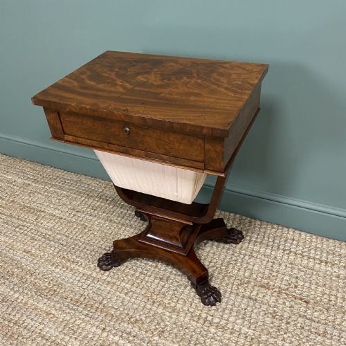 SPECTACULAR WILLIAM IV MAHOGANY ANTIQUE WORK TABLE - ADDITIONAL PHOTO 2