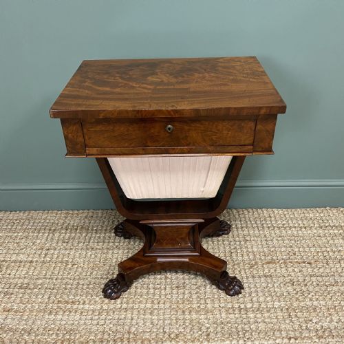 SPECTACULAR WILLIAM IV MAHOGANY ANTIQUE WORK TABLE - ADDITIONAL PHOTO 4