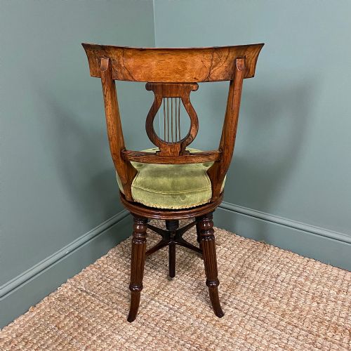 fig 2. Spectacular Quality Regency Rosewood Antique Revolving Music Chair