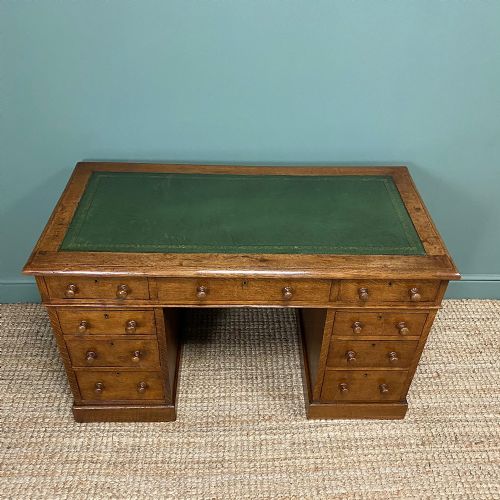 fig 1. 19th Century Victorian Oak Antique Pedestal Desk