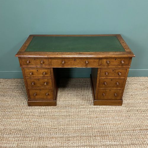 fig 2. 19th Century Victorian Oak Antique Pedestal Desk