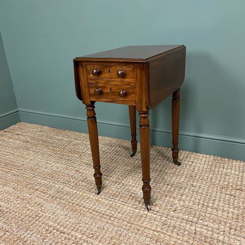 Unique Small Regency Mahogany Antique Baby Pembroke Table

