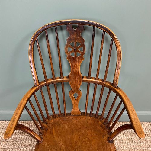 GEORGIAN WHEEL BACK ANTIQUE WINDSOR CHAIR - ADDITIONAL PHOTO 1