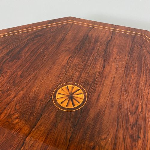 fig 1. Striking Figured Rosewood Victorian Inlaid Antique Occasional Table