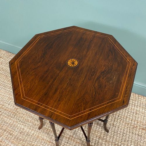 fig 2. Striking Figured Rosewood Victorian Inlaid Antique Occasional Table
