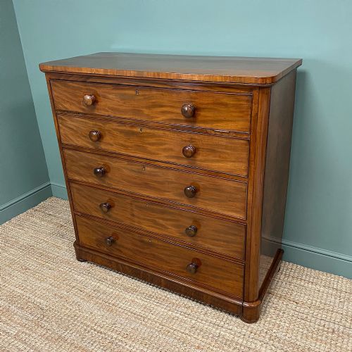 fig 1. Tall Victorian Mahogany Antique Chest of Drawers