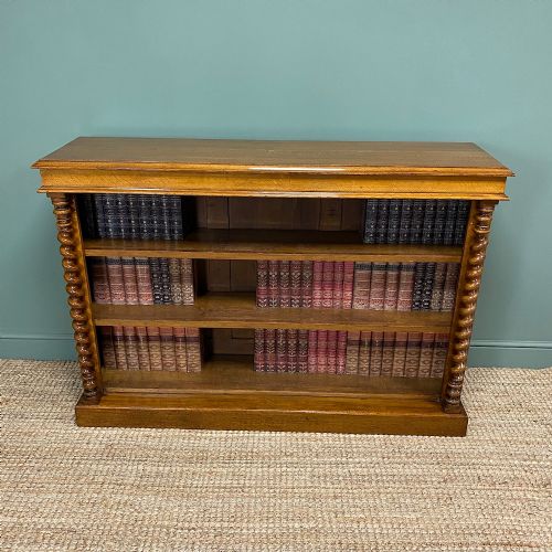 Beautiful Victorian Large Oak Antique Open Bookcase
