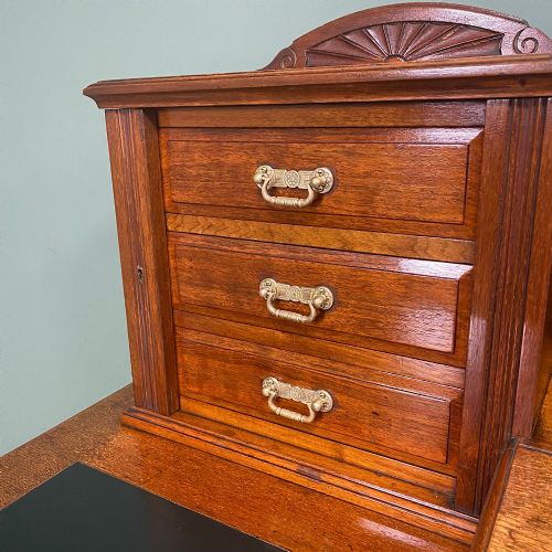 fig 1. High Quality Victorian Maple & Co Antique Pedestal Desk