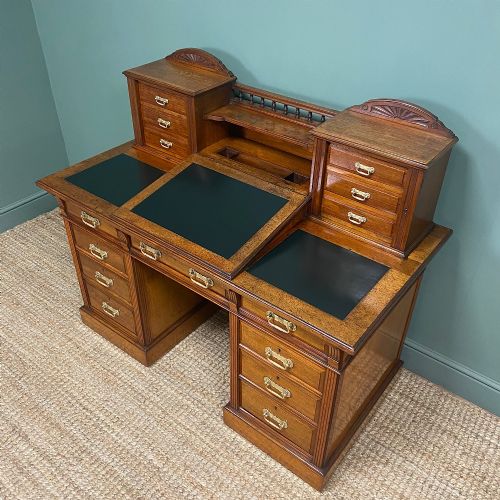 fig 3. High Quality Victorian Maple & Co Antique Pedestal Desk