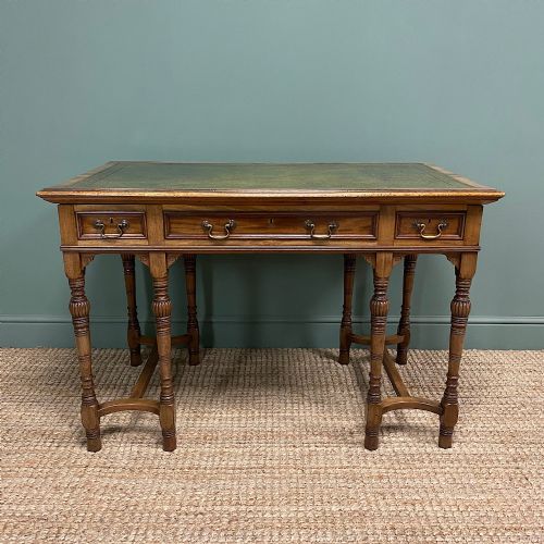 Stunning Victorian Arts and Crafts Walnut Antique Desk
