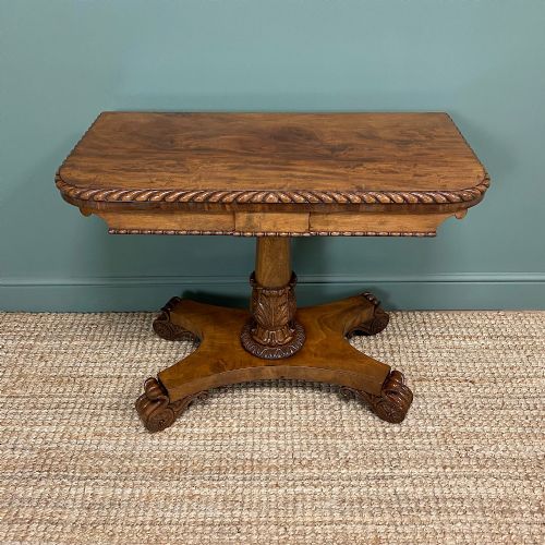 Striking William IV Figured Mahogany Antique Card / Games Table
