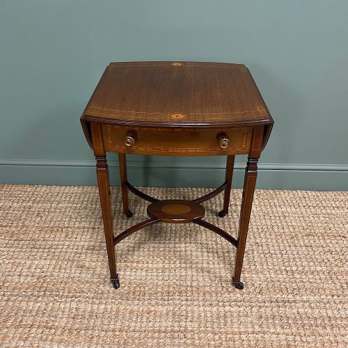Small Inlaid Mahogany Antique Edwardian Sofa Table
