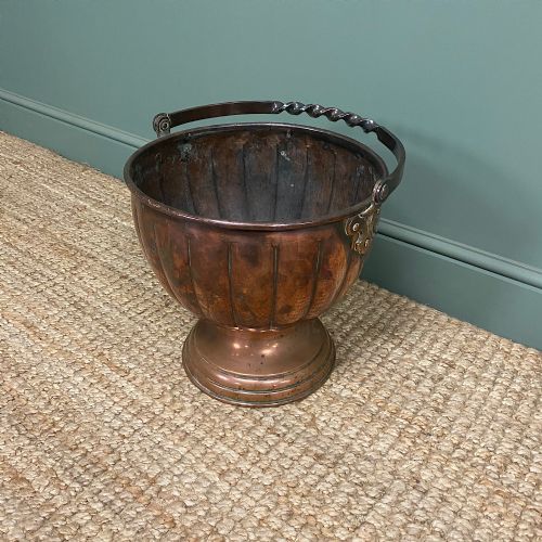 UNUSUAL ARTS CRAFTS COPPER ANTIQUE COAL BUCKET - ADDITIONAL PHOTO 4
