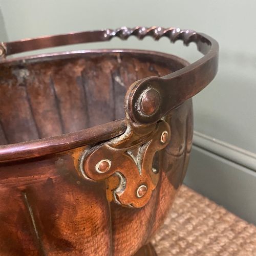 UNUSUAL ARTS CRAFTS COPPER ANTIQUE COAL BUCKET - ADDITIONAL PHOTO 5