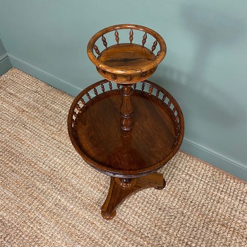 SPECTACULAR VICTORIAN ROSEWOOD CIRCULAR ANTIQUE OCCASIONAL TABLE - ADDITIONAL PHOTO 3